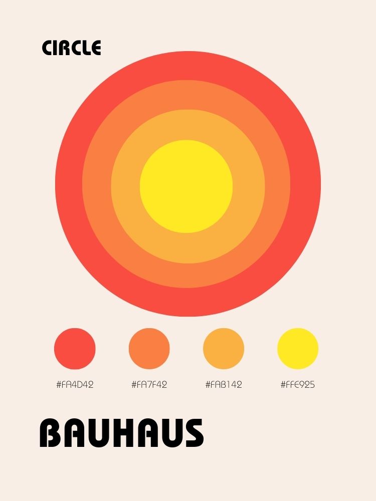 affiche-bauhaus-rond-circle-orange-rouge